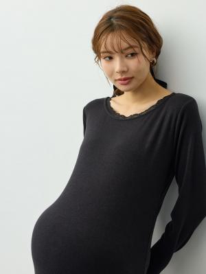 マタニティ ワンピース|【選べる2丈】サイドギャザーマタニティワンピース　マタニティ・産後【出産後も長く着られる】|ブラック
