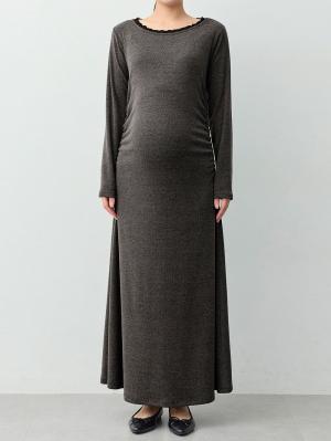 マタニティ ワンピース|【選べる2丈】サイドギャザーマタニティワンピース　マタニティ・産後【出産後も長く着られる】