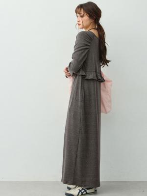 マタニティ・授乳パジャマ・ルームウェア|ラウンジウェアネグリジェワンピース　マタニティ・授乳パジャマ【出産後も長く着られる】|チャコール