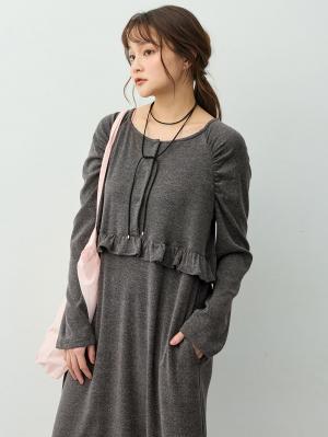 マタニティ・授乳パジャマ・ルームウェア|ラウンジウェアネグリジェワンピース　マタニティ・授乳パジャマ【出産後も長く着られる】|チャコール