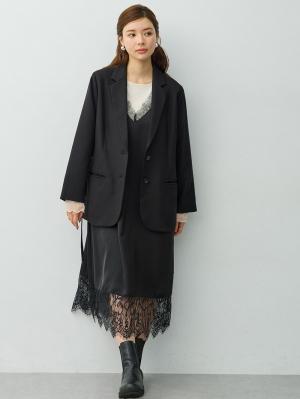 マタニティ ワンピース|裾レースキャミワンピース　マタニティ・産後【出産後も長く着られる】|ブラック