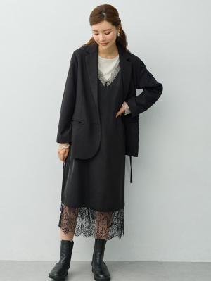 マタニティ ワンピース|裾レースキャミワンピース　マタニティ・産後【出産後も長く着られる】|ブラック