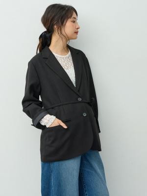 マタニティ ワンピース|【セット】レーストップス×ツイード風キャミワンピース　マタニティ・産後【出産後も長く着られる】|ブラック