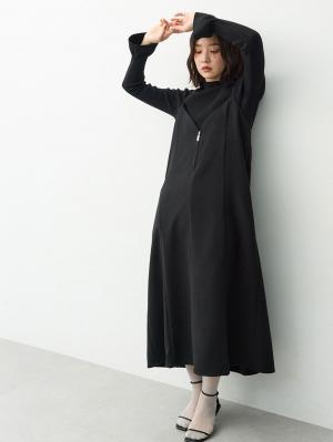 マタニティ ワンピース|【セット】レーストップス×ツイード風キャミワンピース　マタニティ・産後【出産後も長く着られる】|ブラック