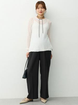 マタニティ ワンピース|【セット】レーストップス×ツイード風キャミワンピース　マタニティ・産後【出産後も長く着られる】|ブラック