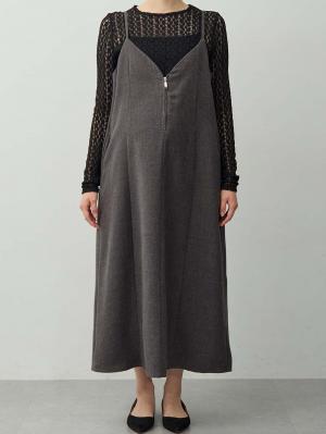 マタニティ ワンピース|【セット】レーストップス×ツイード風キャミワンピース　マタニティ・産後【出産後も長く着られる】