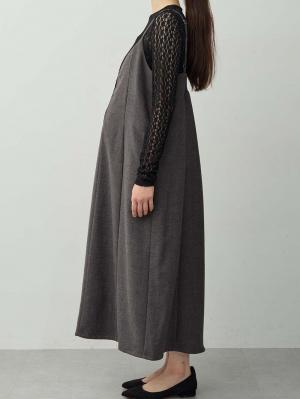 マタニティ ワンピース|【セット】レーストップス×ツイード風キャミワンピース　マタニティ・産後【出産後も長く着られる】