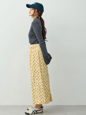 マタニティ スカート|Iラインアソート花柄スカート　マタニティ・産後【出産後も長く着られる】|イエロー