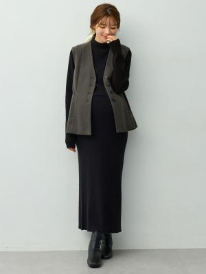 マタニティトップス・授乳服トップス|【セットアップ可】ベルト付きジレ　マタニティ・産後【出産後も長く着られる】|グレー