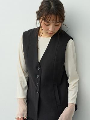 【セットアップ可】ベルト付きジレ　マタニティ・産後【出産後も長く着られる】10668
