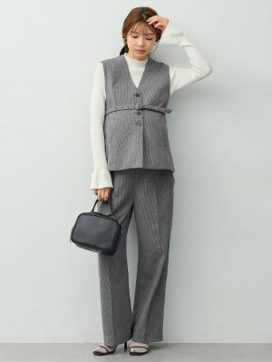 マタニティトップス・授乳服トップス|【セットアップ可】ベルト付きジレ　マタニティ・産後【出産後も長く着られる】|千鳥