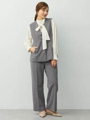 マタニティトップス・授乳服トップス|【セットアップ可】ベルト付きジレ　マタニティ・産後【出産後も長く着られる】|千鳥