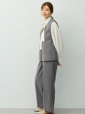 マタニティトップス・授乳服トップス|【セットアップ可】ベルト付きジレ　マタニティ・産後【出産後も長く着られる】|千鳥
