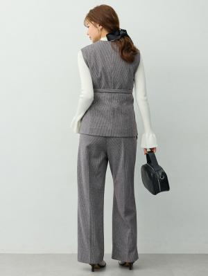 マタニティトップス・授乳服トップス|【セットアップ可】ベルト付きジレ　マタニティ・産後【出産後も長く着られる】|千鳥