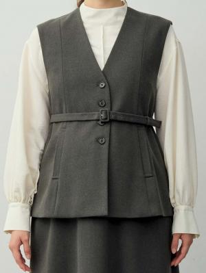 マタニティトップス・授乳服トップス|【セットアップ可】ベルト付きジレ　マタニティ・産後【出産後も長く着られる】
