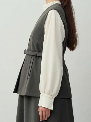 マタニティトップス・授乳服トップス|【セットアップ可】ベルト付きジレ　マタニティ・産後【出産後も長く着られる】