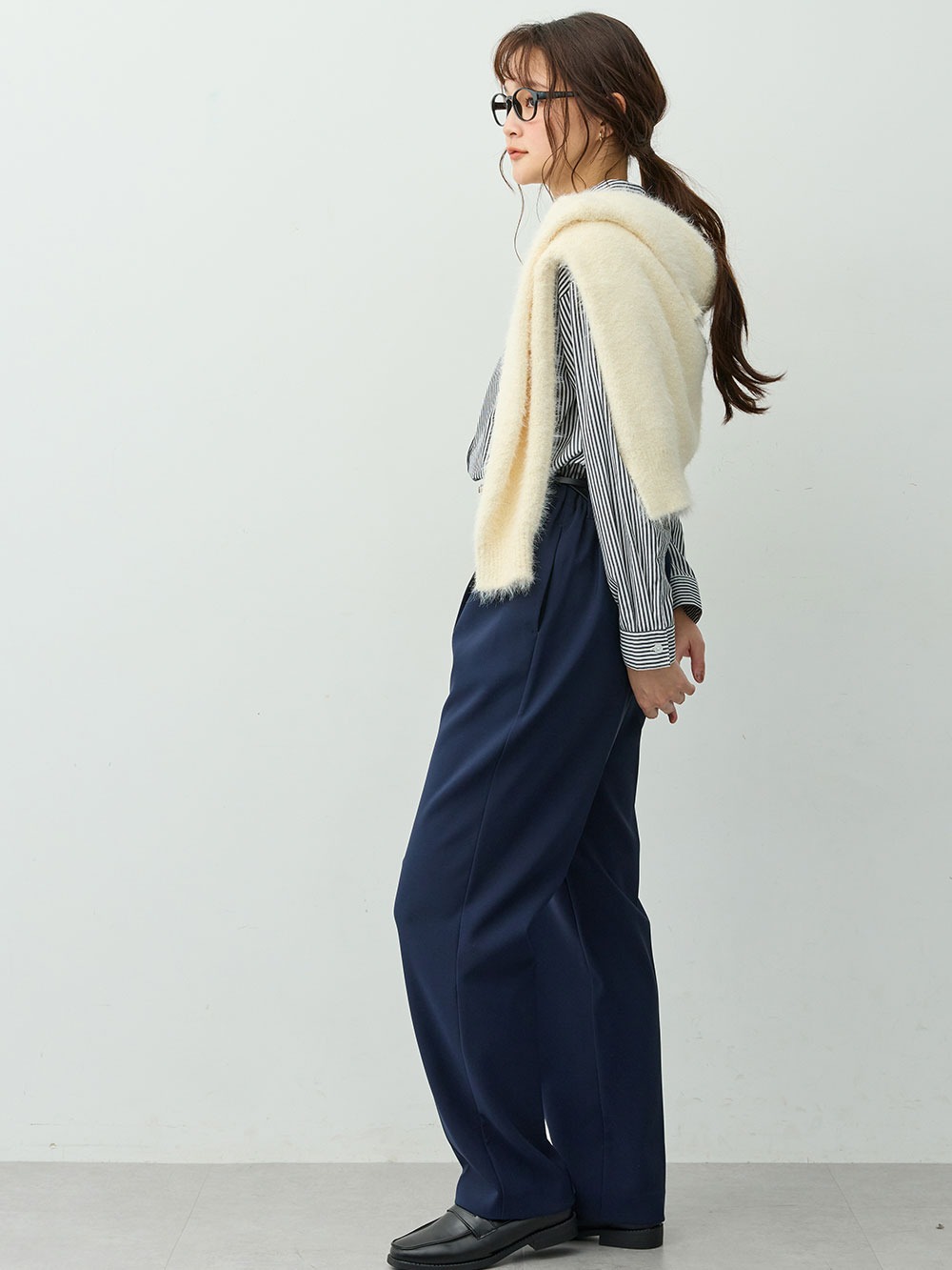 マタニティ パンツ|【セットアップ可】ストレートパンツ　マタニティ・産後【出産後も長く着られる】|ネイビー