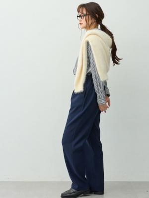 マタニティ パンツ|【セットアップ可】ストレートパンツ　マタニティ・産後【出産後も長く着られる】|ネイビー