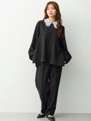 マタニティ パンツ|【セットアップ可】ストレートパンツ　マタニティ・産後【出産後も長く着られる】|ブラック