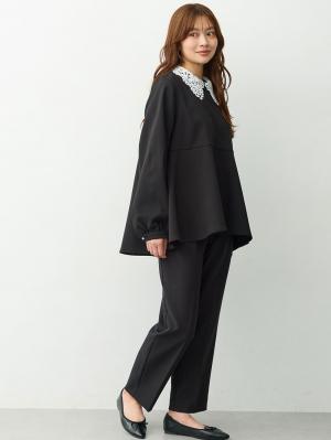 マタニティ パンツ|【セットアップ可】ストレートパンツ　マタニティ・産後【出産後も長く着られる】|ブラック