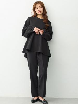 マタニティ パンツ|【セットアップ可】ストレートパンツ　マタニティ・産後【出産後も長く着られる】|ブラック