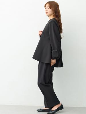 マタニティ パンツ|【セットアップ可】ストレートパンツ　マタニティ・産後【出産後も長く着られる】|ブラック