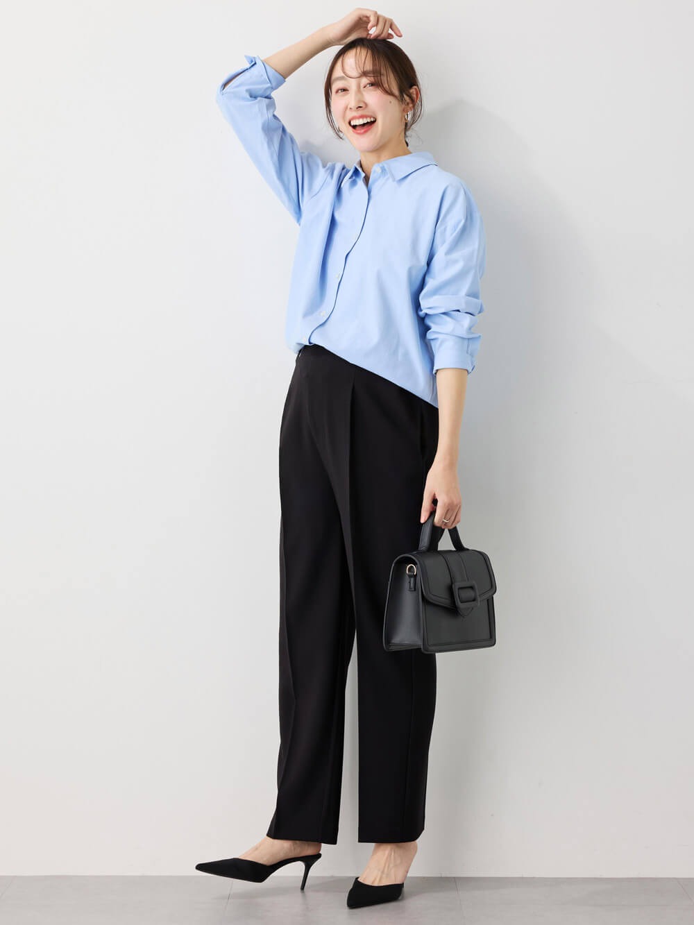 マタニティ パンツ|【セットアップ可】ストレートパンツ　マタニティ・産後【出産後も長く着られる】|ブラック