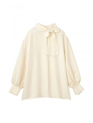 マタニティトップス・授乳服トップス|【4WAY着用可】ボウタイ付きブラウス　マタニティ・授乳服【出産後も長く着られる】|オフホワイト