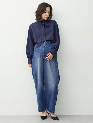 マタニティトップス・授乳服トップス|【4WAY着用可】ボウタイ付きブラウス　マタニティ・授乳服【出産後も長く着られる】|ネイビー