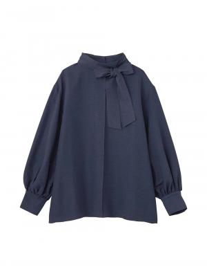 マタニティトップス・授乳服トップス|【4WAY着用可】ボウタイ付きブラウス　マタニティ・授乳服【出産後も長く着られる】|ネイビー