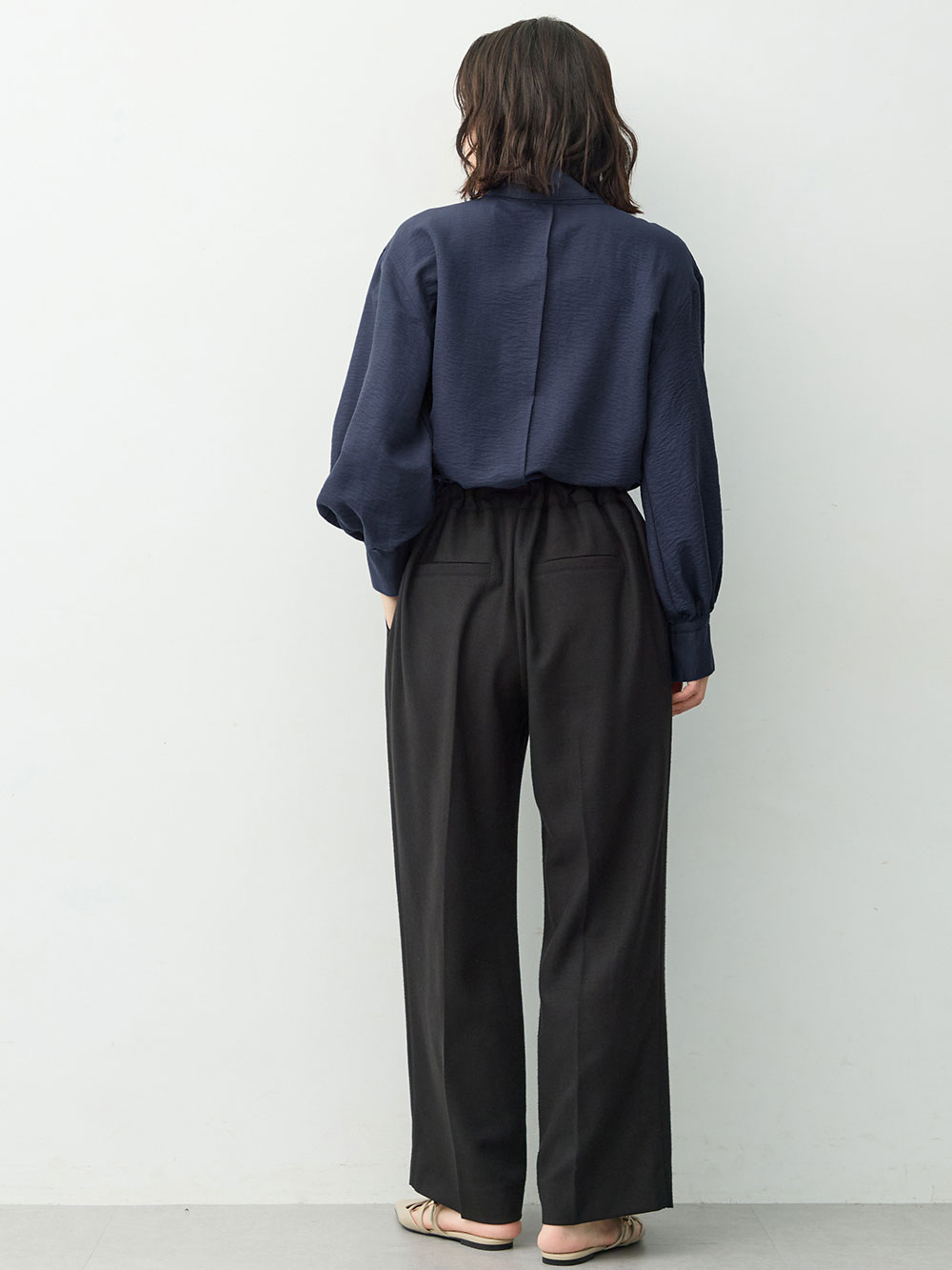 マタニティトップス・授乳服トップス|【4WAY着用可】ボウタイ付きブラウス　マタニティ・授乳服【出産後も長く着られる】|ネイビー