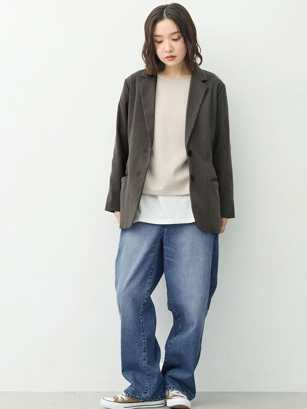 マタニティトップス・授乳服トップス|【セットアップ可】テーラードジャケット　マタニティ・産後　【出産後も長く着られる】|グレー