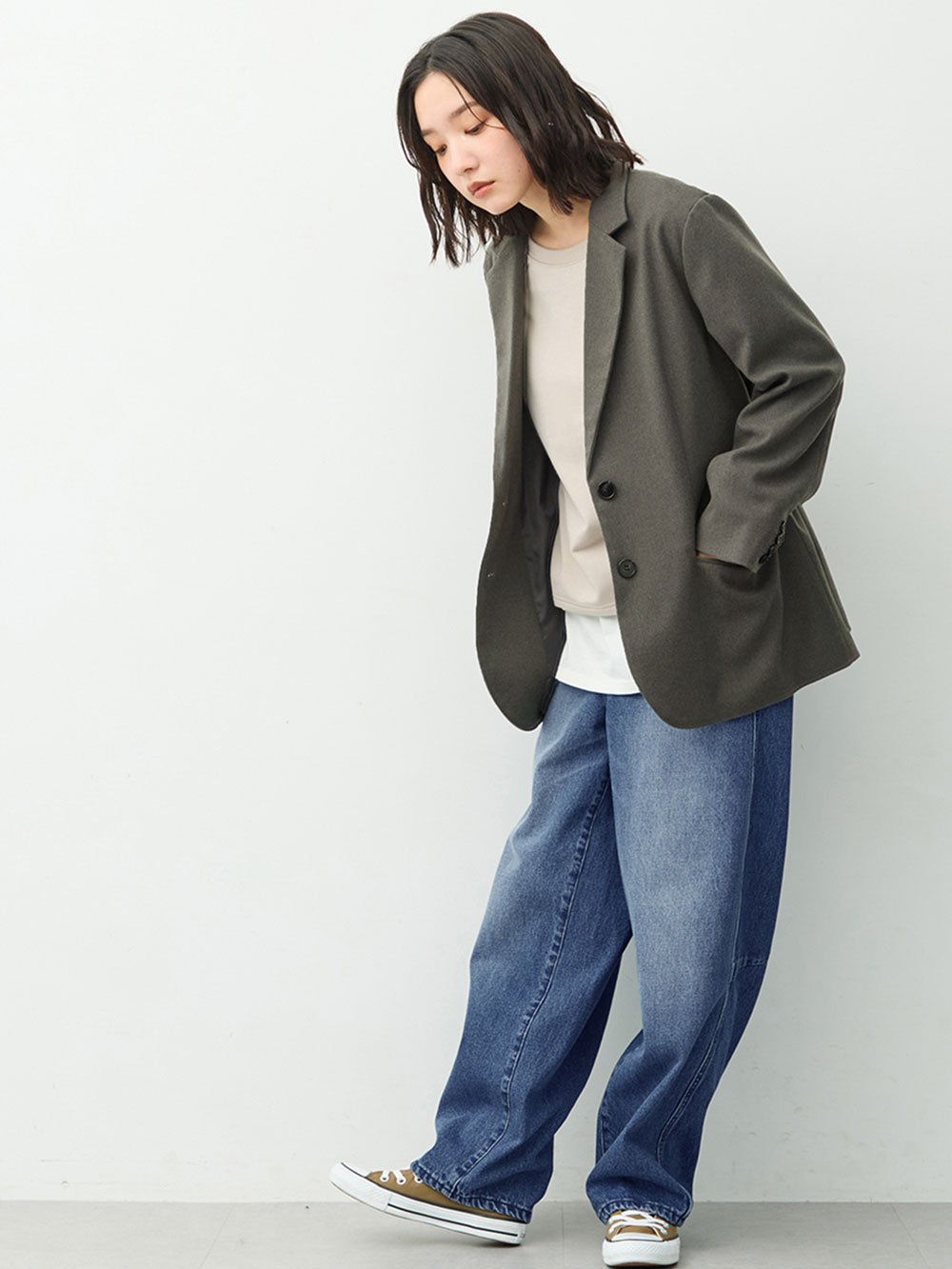 マタニティトップス・授乳服トップス|【セットアップ可】テーラードジャケット　マタニティ・産後　【出産後も長く着られる】|グレー