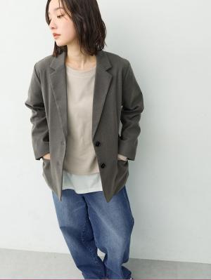 マタニティトップス・授乳服トップス|【セットアップ可】テーラードジャケット　マタニティ・産後　【出産後も長く着られる】|グレー