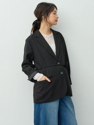 マタニティトップス・授乳服トップス|【セットアップ可】テーラードジャケット　マタニティ・産後　【出産後も長く着られる】|ツイードブラック