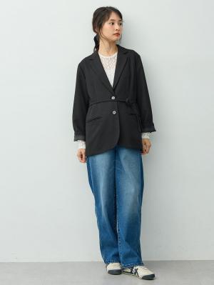 マタニティトップス・授乳服トップス|【セットアップ可】テーラードジャケット　マタニティ・産後　【出産後も長く着られる】|ツイードブラック