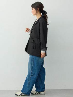 マタニティトップス・授乳服トップス|【セットアップ可】テーラードジャケット　マタニティ・産後　【出産後も長く着られる】|ツイードブラック