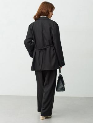 マタニティトップス・授乳服トップス|【セットアップ可】テーラードジャケット　マタニティ・産後　【出産後も長く着られる】|ツイードブラック