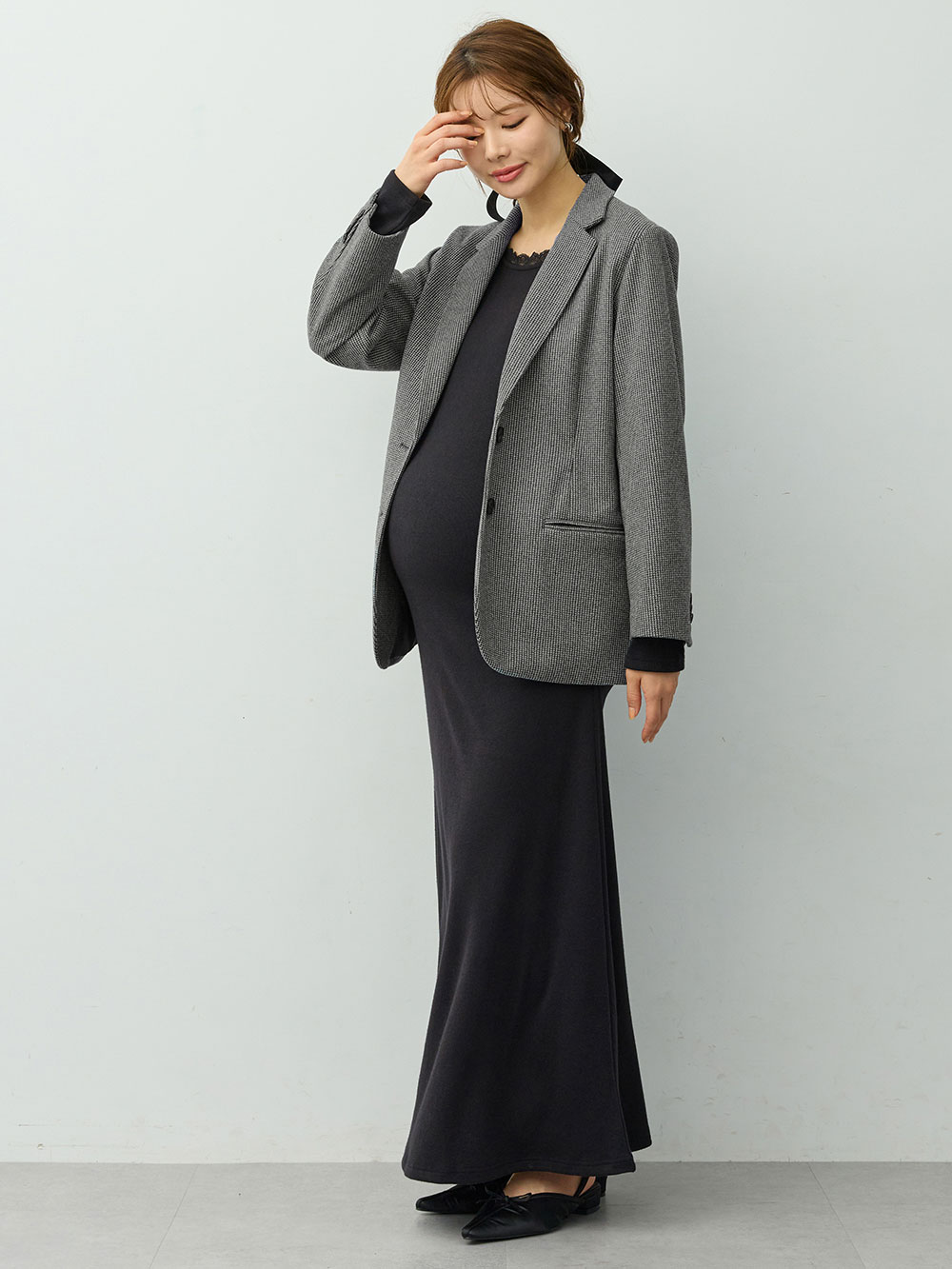 マタニティトップス・授乳服トップス|【セットアップ可】テーラードジャケット　マタニティ・産後　【出産後も長く着られる】|千鳥