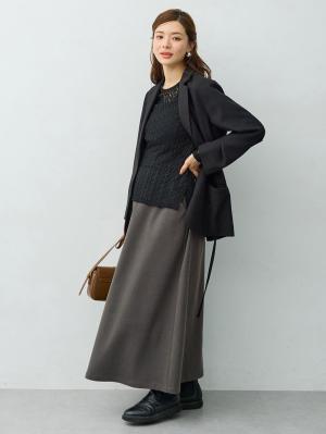 マタニティ スカート|【セットアップ可】セミフレアスカート　マタニティ・産後【出産後も長く着られる】|グレー