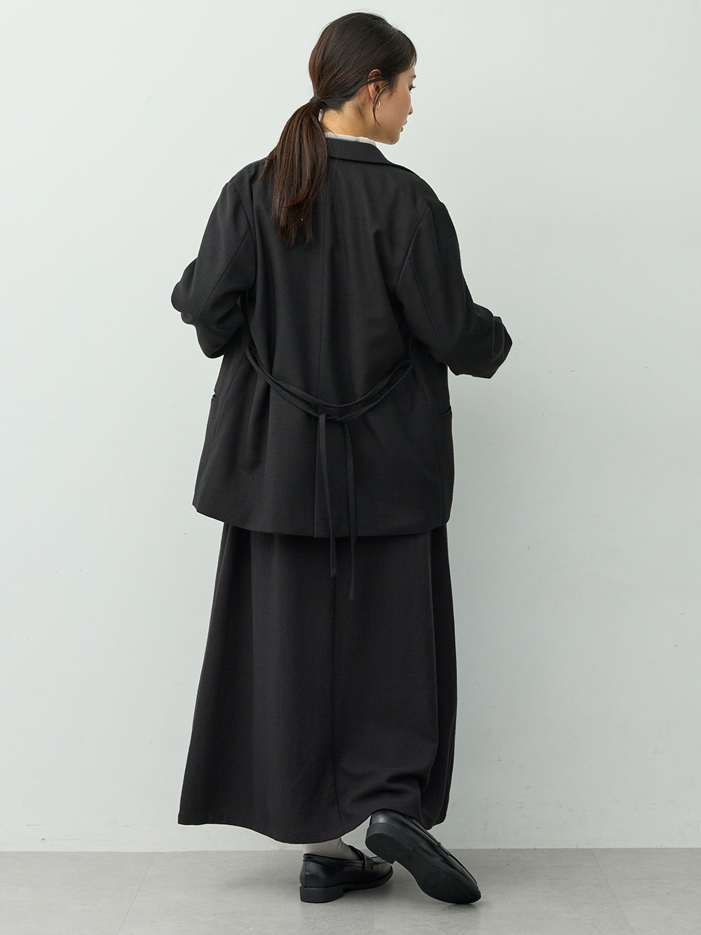 マタニティ スカート|【セットアップ可】セミフレアスカート　マタニティ・産後【出産後も長く着られる】|ツイードブラック