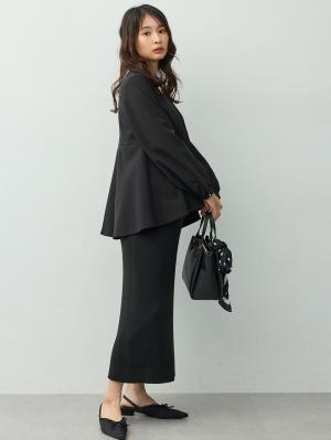 マタニティトップス・授乳服トップス|【セットアップ可】取り外しできる襟付きペプラムトップス　マタニティ・産後授乳服【出産後も長く着られる】|ブラック