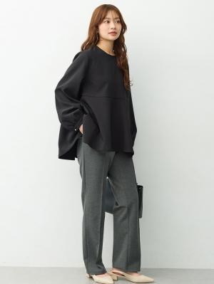 マタニティトップス・授乳服トップス|【セットアップ可】取り外しできる襟付きペプラムトップス　マタニティ・産後授乳服【出産後も長く着られる】|ブラック