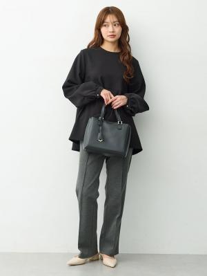 マタニティトップス・授乳服トップス|【セットアップ可】取り外しできる襟付きペプラムトップス　マタニティ・産後授乳服【出産後も長く着られる】|ブラック