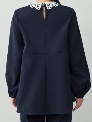マタニティトップス・授乳服トップス|【セットアップ可】取り外しできる襟付きペプラムトップス　マタニティ・産後授乳服【出産後も長く着られる】