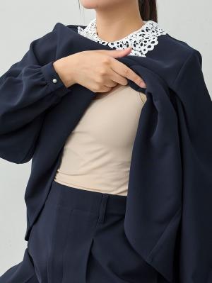 マタニティトップス・授乳服トップス|【セットアップ可】取り外しできる襟付きペプラムトップス　マタニティ・産後授乳服【出産後も長く着られる】