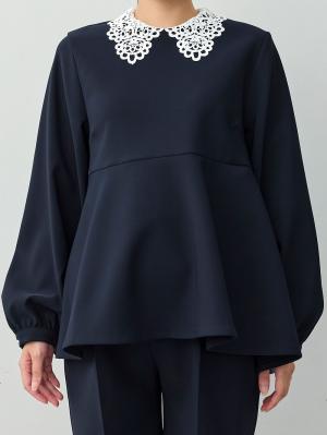 マタニティトップス・授乳服トップス|【セットアップ可】取り外しできる襟付きペプラムトップス　マタニティ・産後授乳服【出産後も長く着られる】