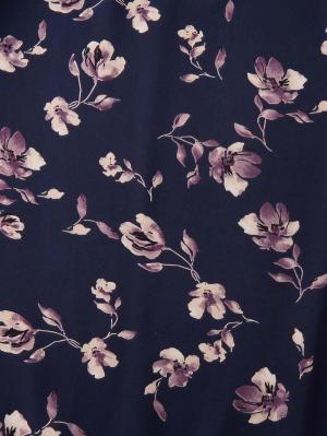 マタニティ ワンピース|【選べる2丈】ウエストシャーリング花柄ティアードワンピース　マタニティ・授乳服【出産後も長く着られる】|ネイビー