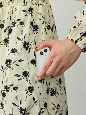マタニティ ワンピース|【選べる2丈】ウエストシャーリング花柄ティアードワンピース　マタニティ・授乳服【出産後も長く着られる】