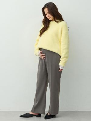 マタニティ パンツ|【セットアップ可】ハイウエストワイドストレートパンツ　マタニティ・産後【出産後も長く着られる】|グレー